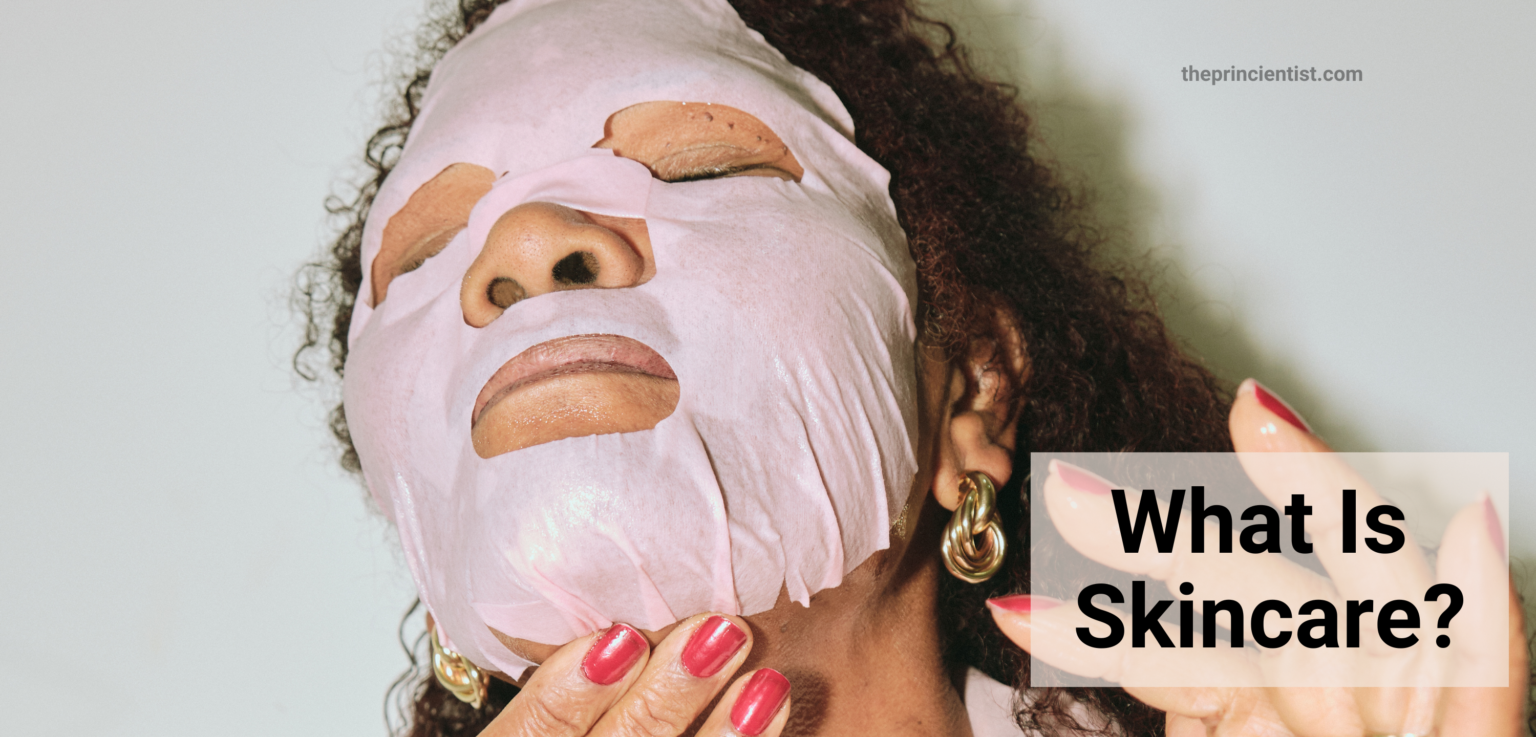 what is skincare - featured image: black woman is applying a face sheet mask