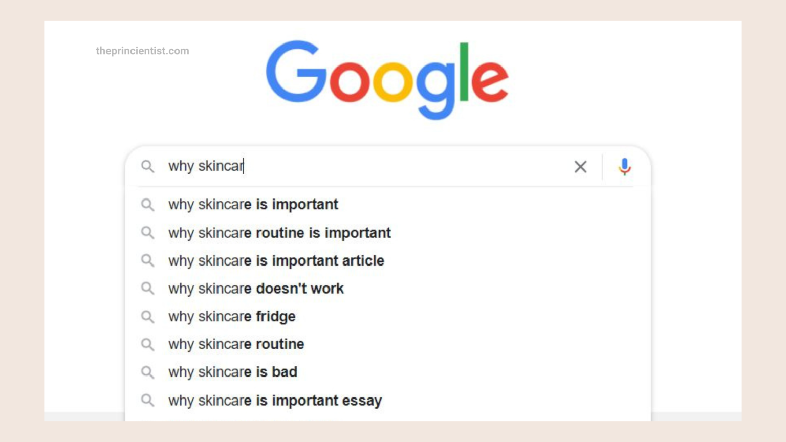 screenshot of a google search of -why is skincare important