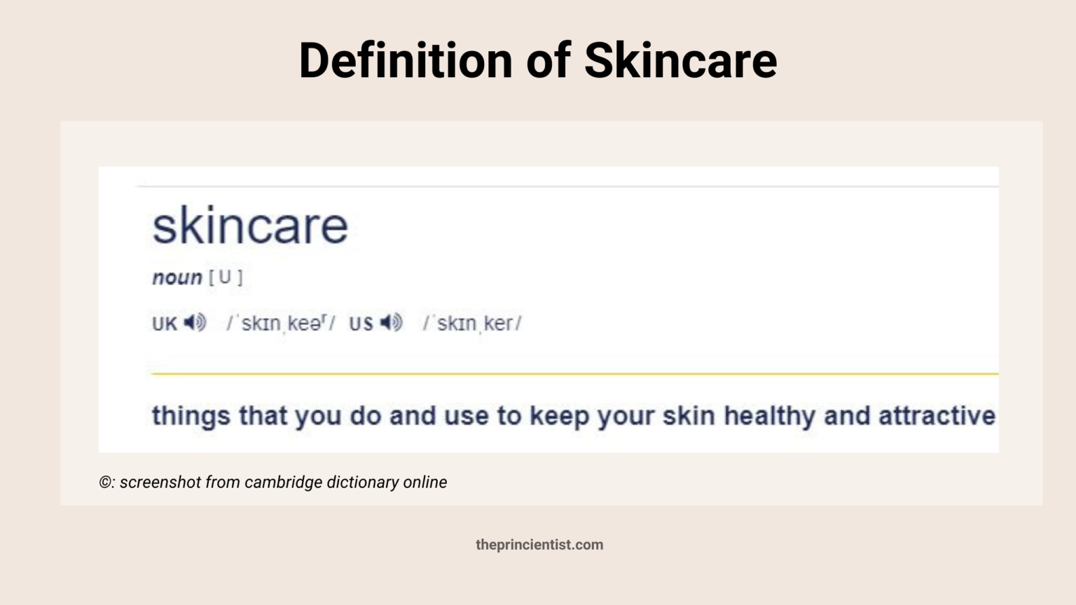 writen definiton of what is skincare