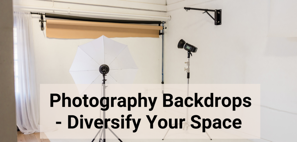 set with a colourful photography backdrops and photography lights
