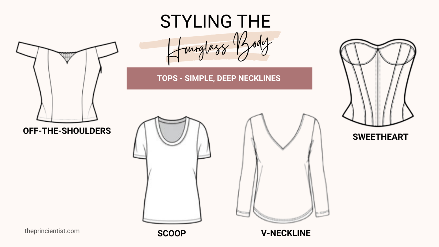 how to dress the hourglass body shape -top styles simple, deep necklines