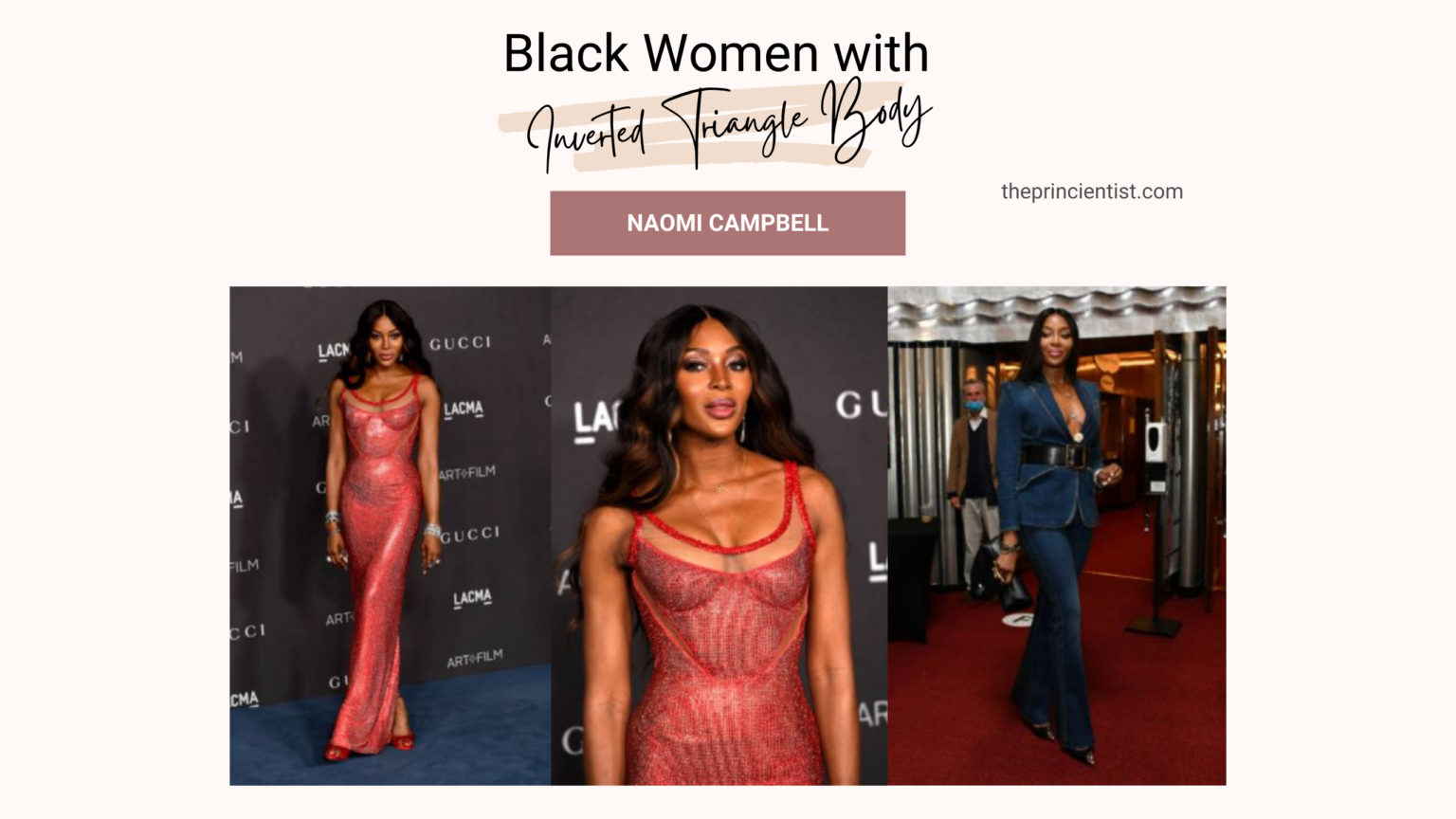 how to dress the inverted triangle body shape- black women with the inverted triangle body shape - naomi campbell