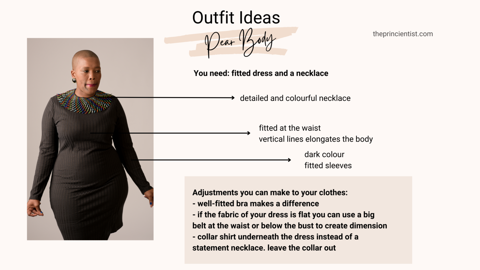 how to dress the pear shaped body - outfit ideas pear body shape 2 - fitted dress and instructions to replicate outfit at home