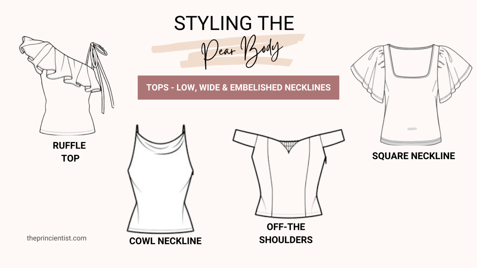 how to dress the pear shaped body - tops for the pear body 2 - low and wide & embellished necklines