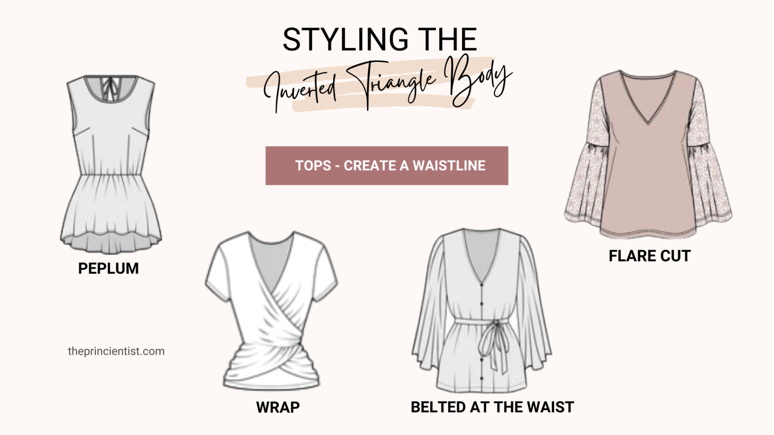 dress the inverted triangle body shape - tops create waistilne