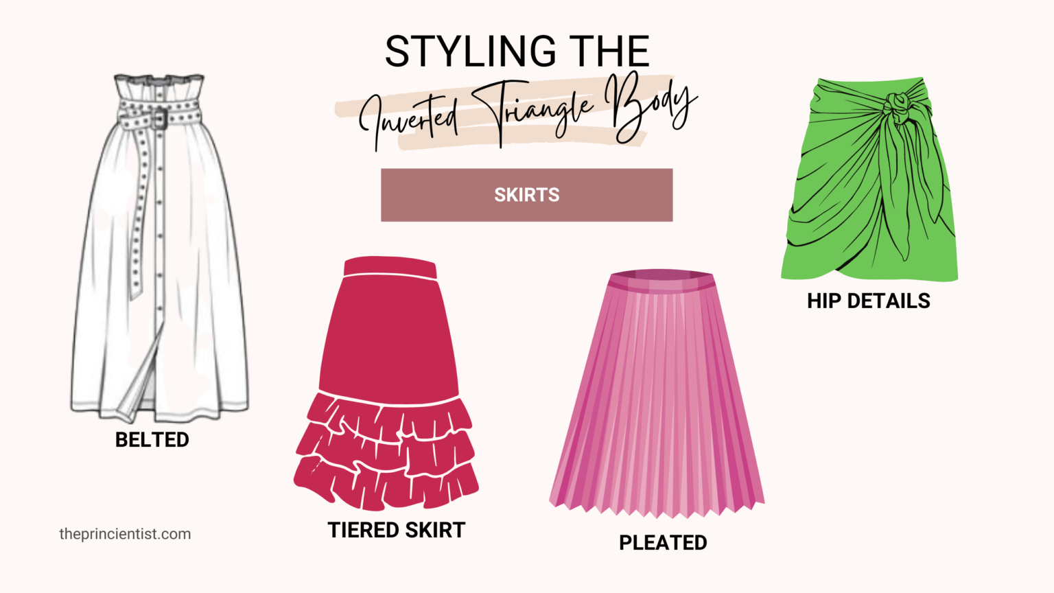how to dress the inverted triangle body shape - skirts