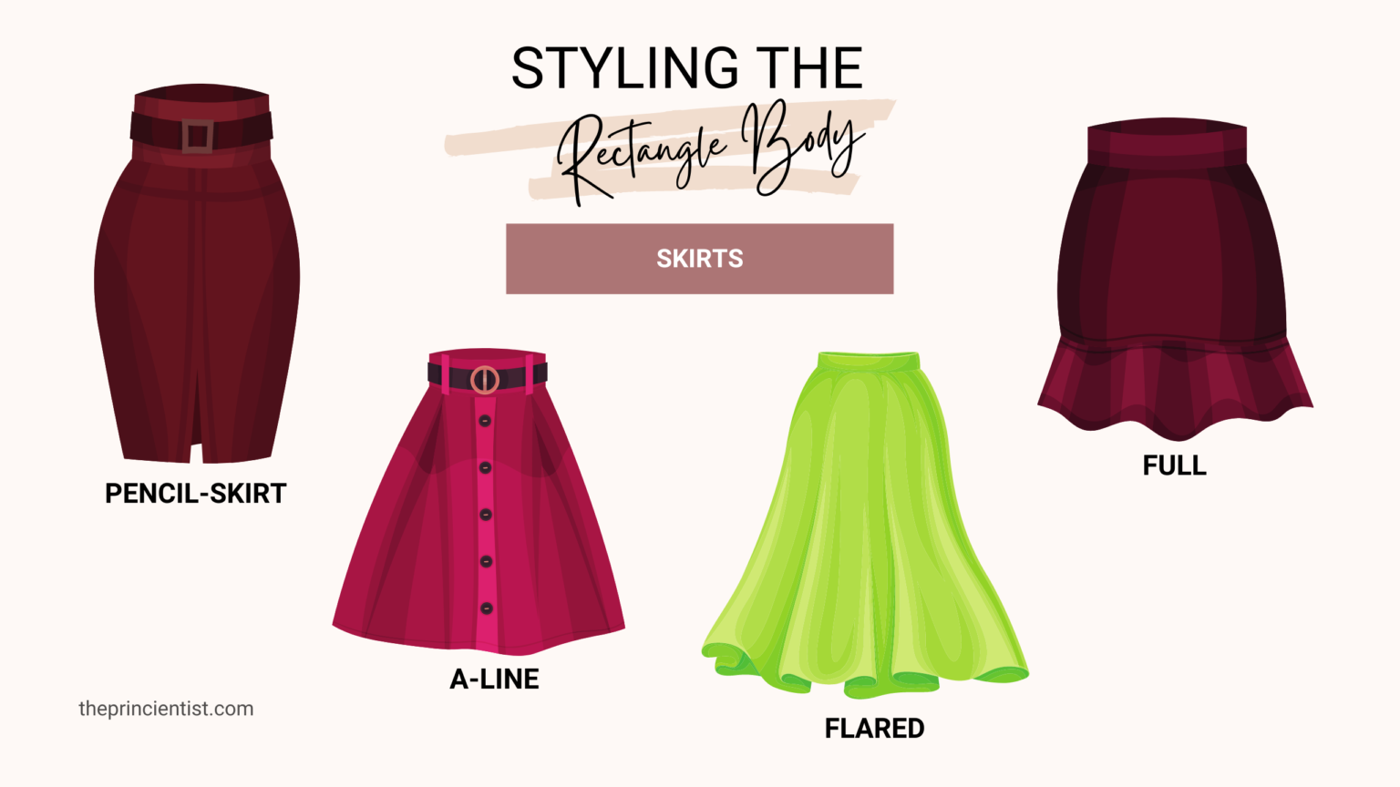 how to dress the rectangle body shape - skirts