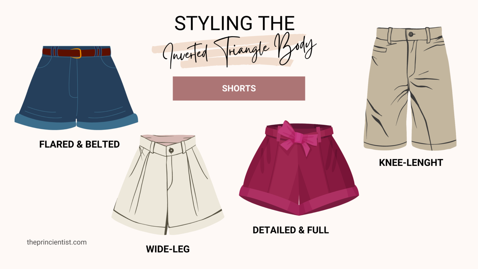 how to dress the inverted triangle body shape - shorts