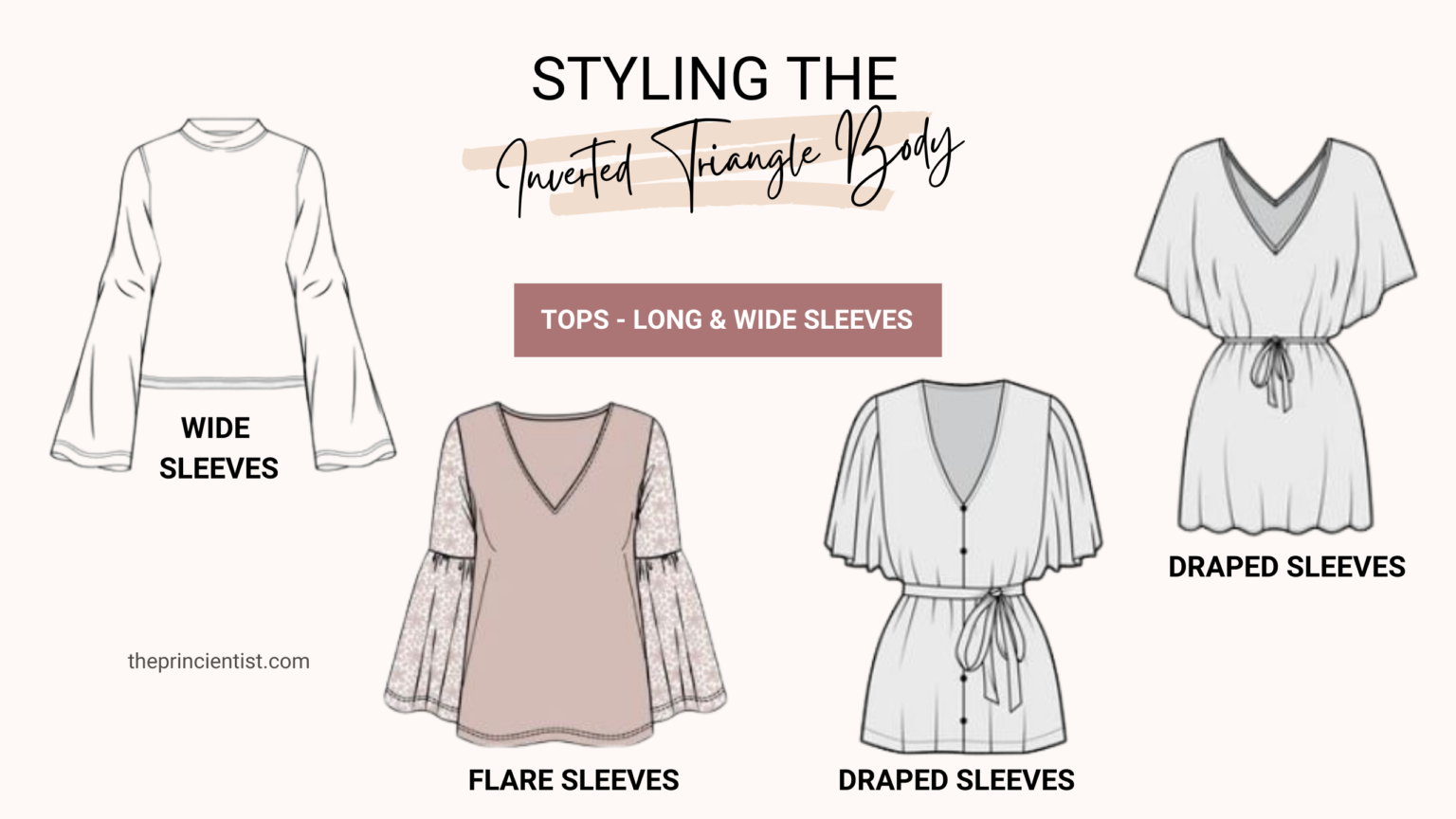 dress the inverted triangle body shape - tops long & wise sleeves
