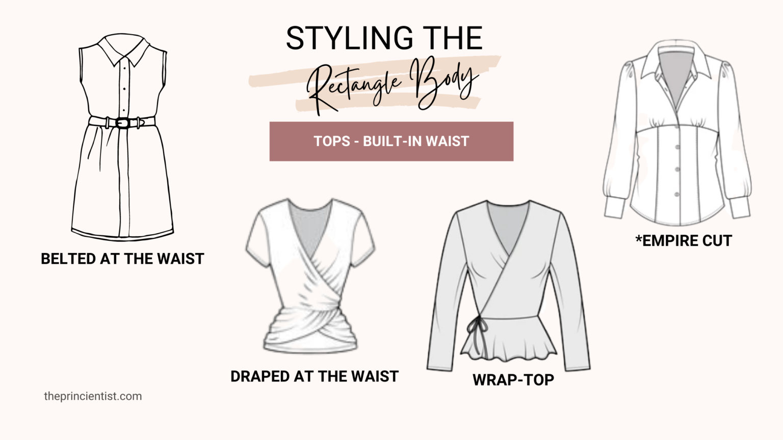 how to dress the rectangle body shape - tops built-in waist