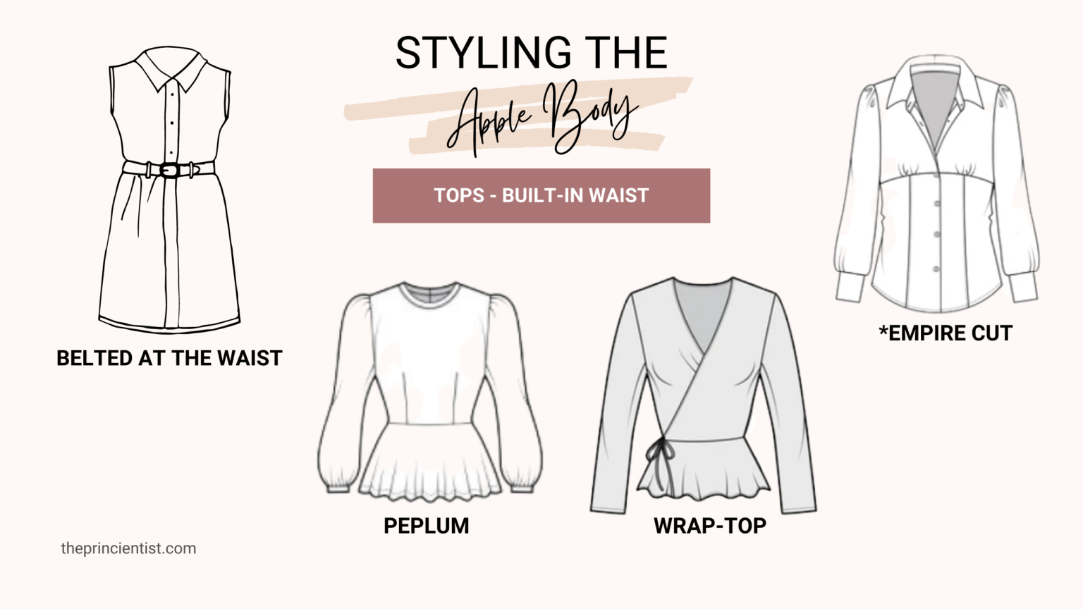 how to dress the apple shaped body - tops built-in waist