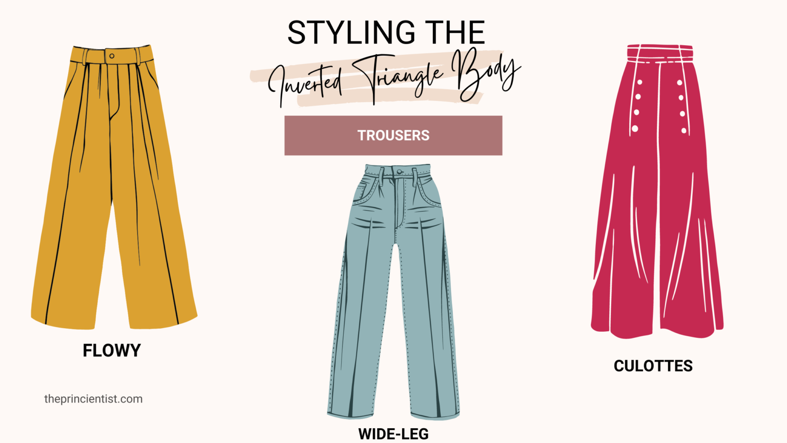how to dress the inverted triangle body shape - trousers