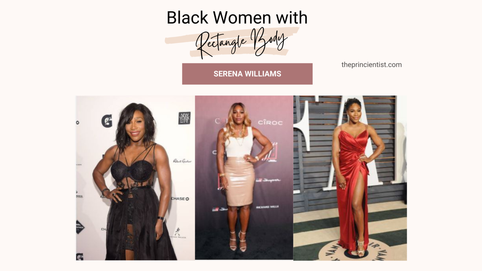 how to dress the rectangle body shape - rectangle body black women - serena williams