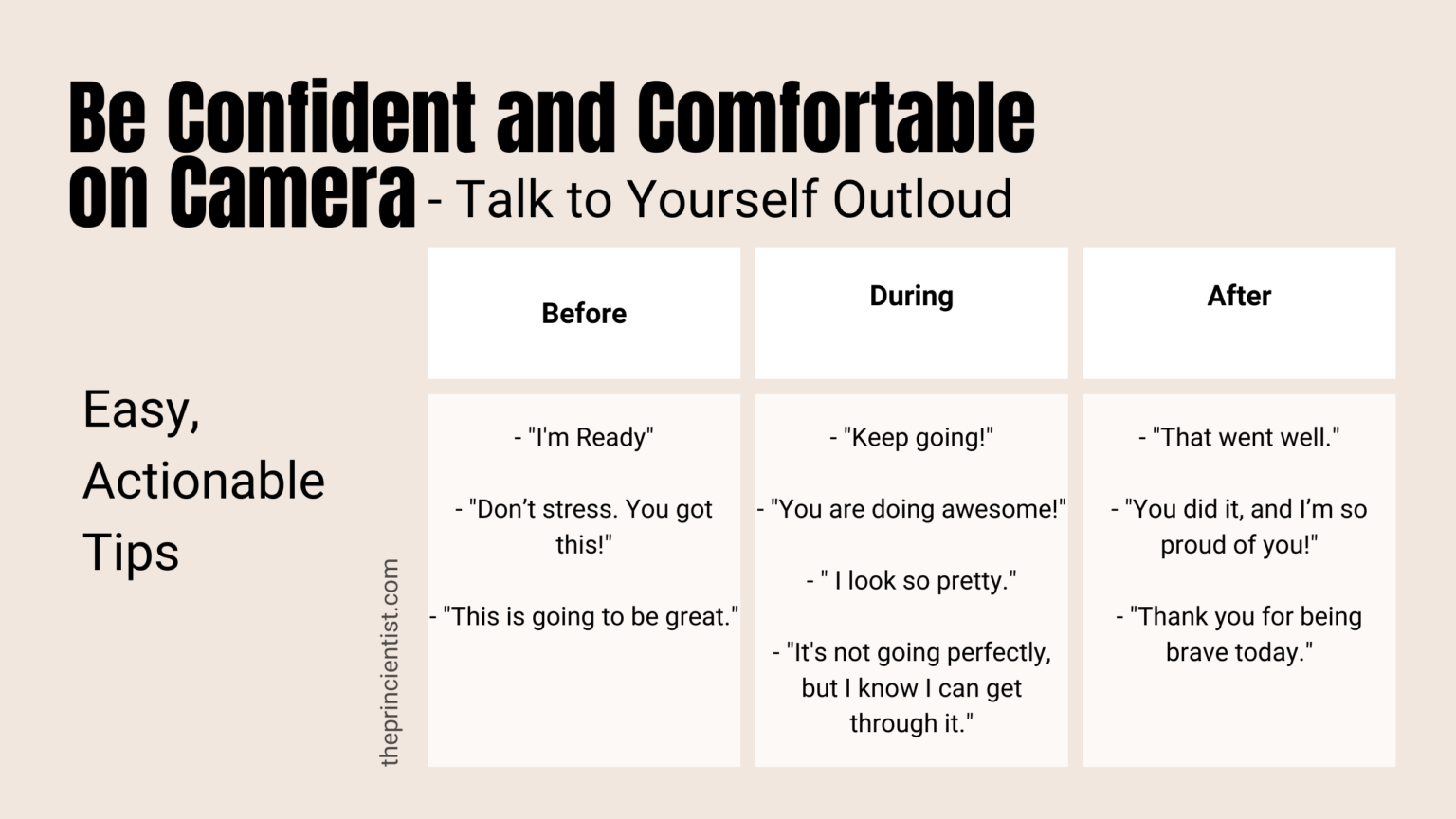 be confident on camera - this to say to ourself outlod before,during and after photoshoot