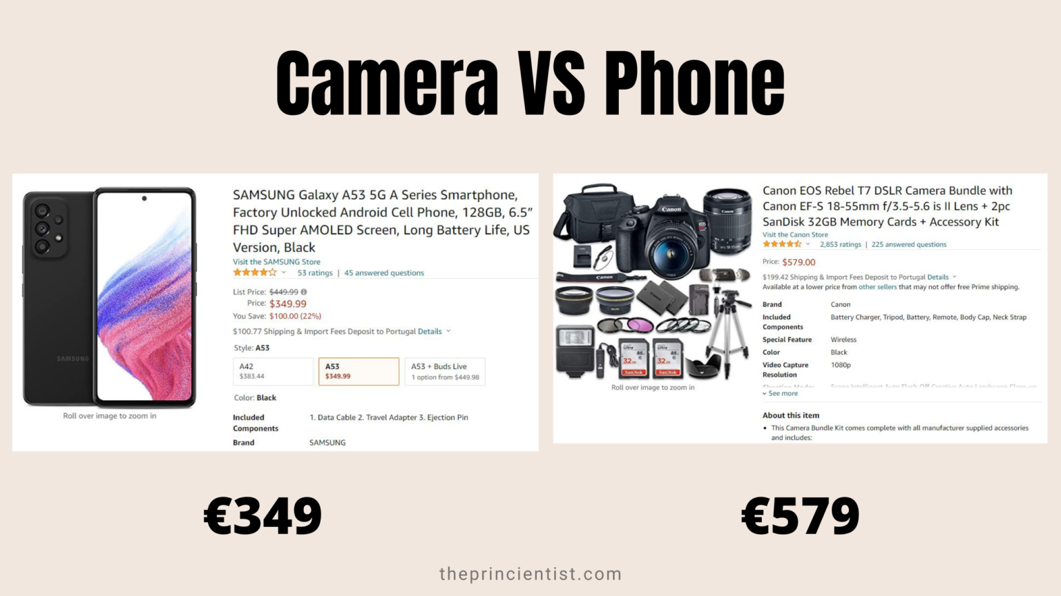 camera vc phone - difference in price. the phone is cheaper by 200 euros