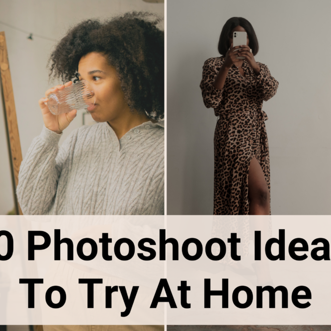 4 at home photoshoot ideas - a woman holding a wine glass, woman drinking water, eoman takint mirror selfie, woman sitting on the couch with her PC on her lap