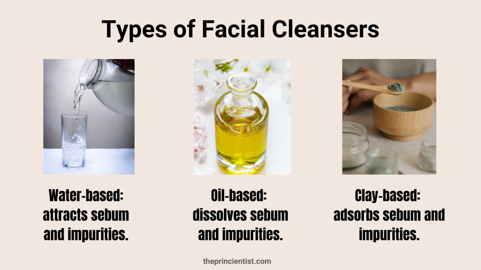 what is a facial cleanser - 3 different types existing: water, oil and clay-based and how they clean differently
