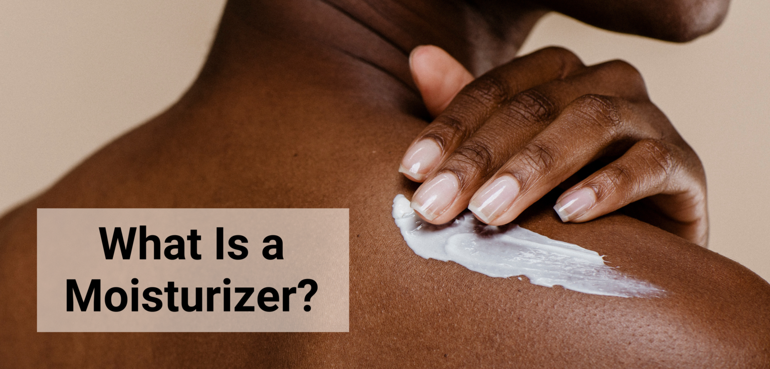 what is a moisturizer text - woman turned back applies cream on her shoulder