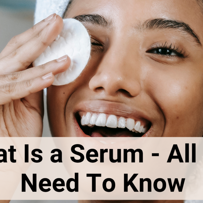 what is a serum - women applying a serum on her face with a cotton pad