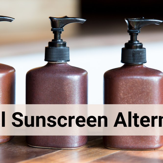3 different body oils in line presented as possible natural sunscreen alternatives