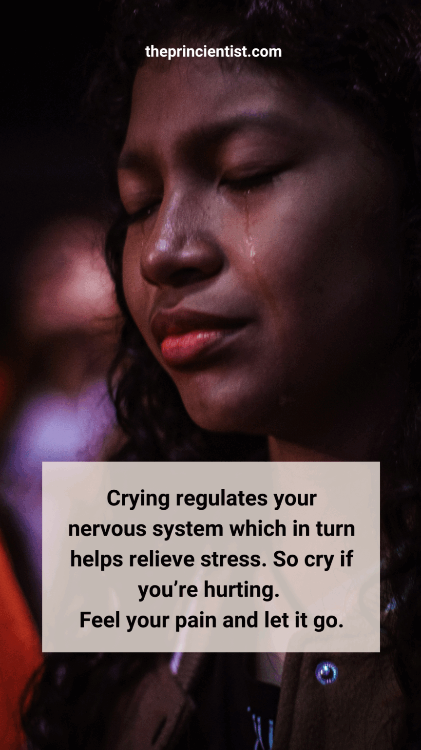 lessons from failure quote. woman is crying with her eyes closed.