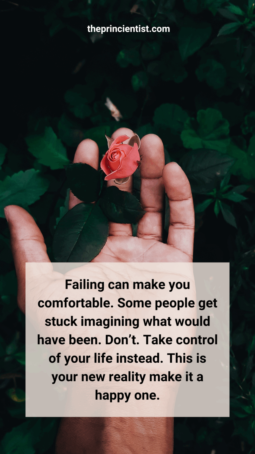 lessons from failure quote. hand with palms up holds a flower from a bush