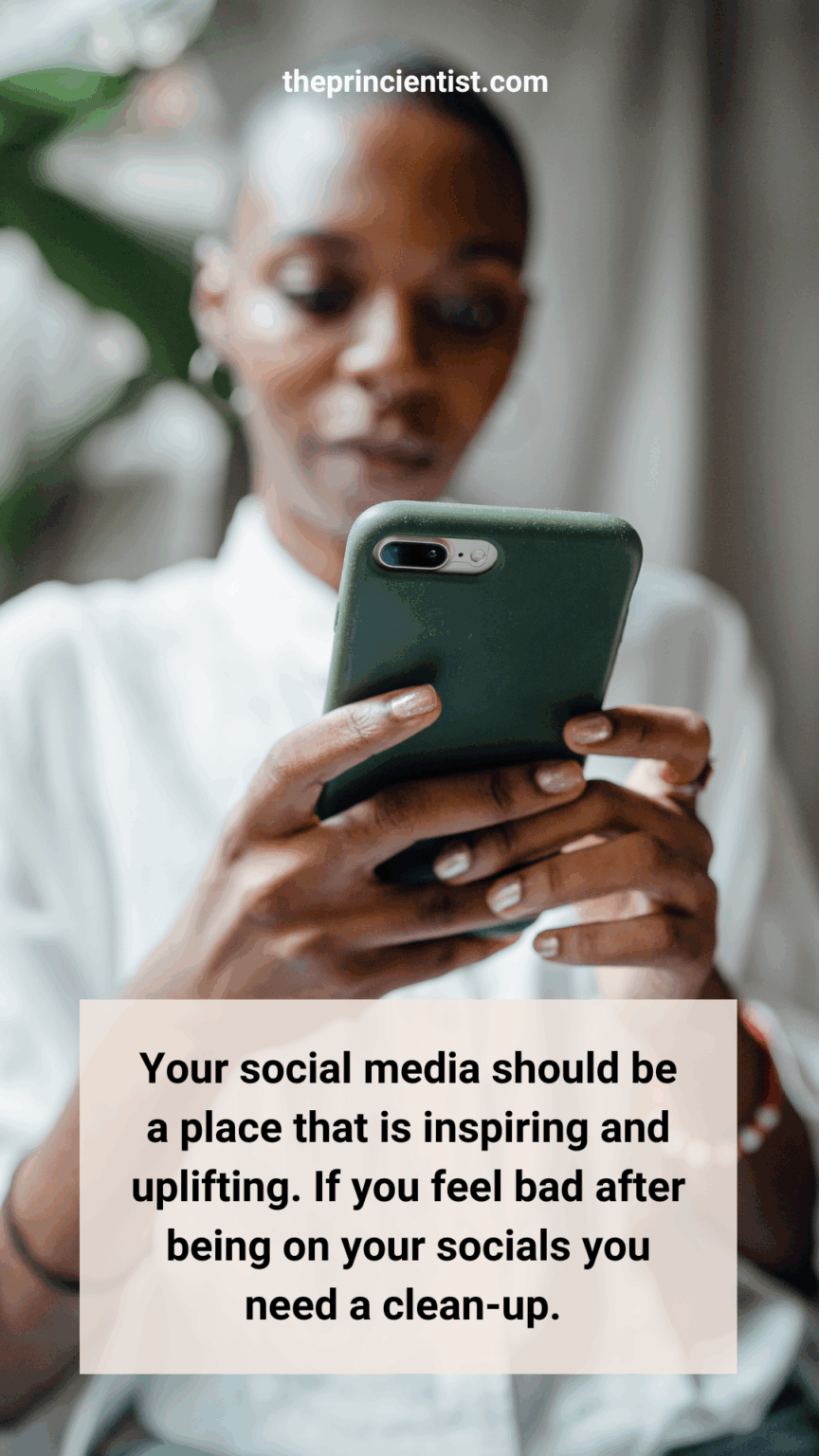 self-improvement quote - clean up social media