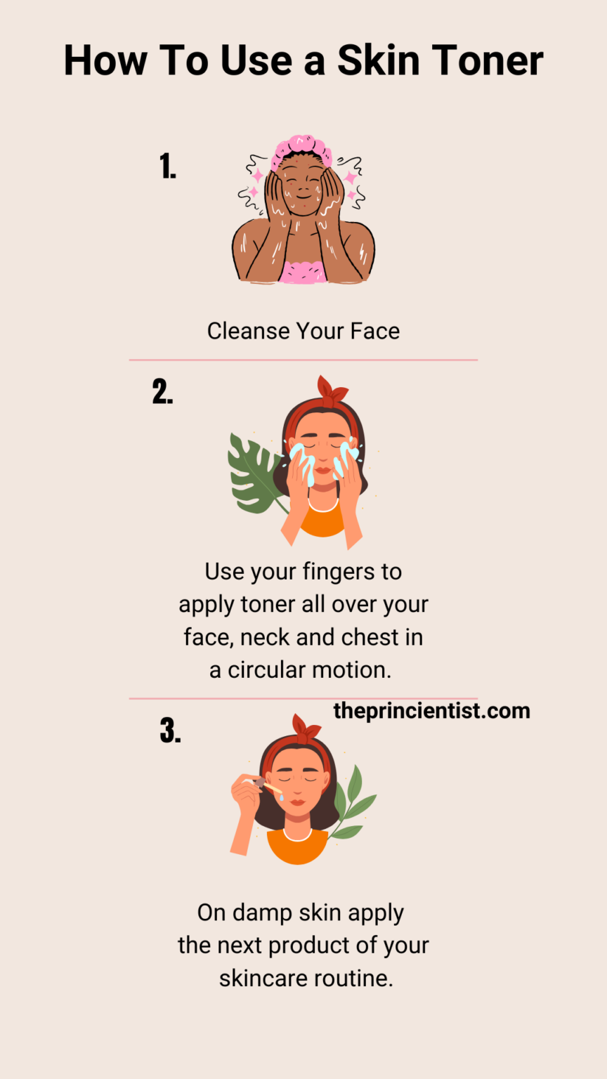 step by step with images on how to use a skin toner