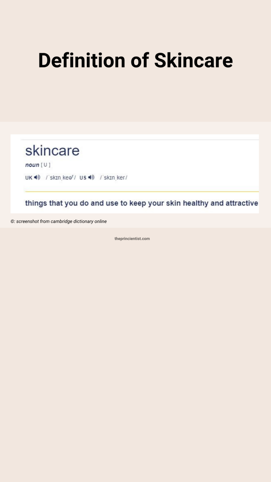 writen definiton of what is skincare