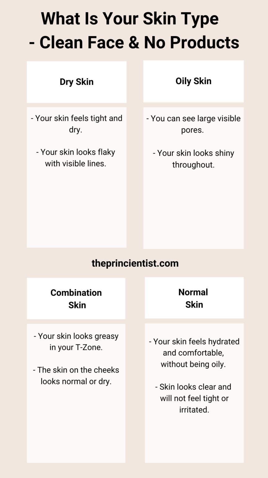 description that explains what does it look like to have each skin type