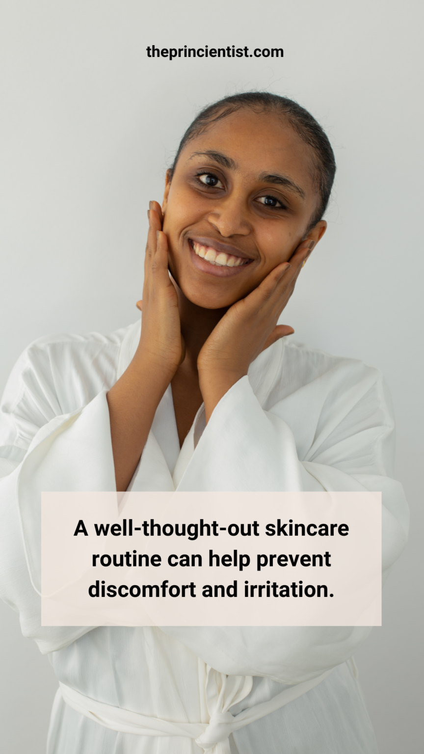 why is skincare important - quote 3 - woman smiling caressing her face with both hands wearing a robe