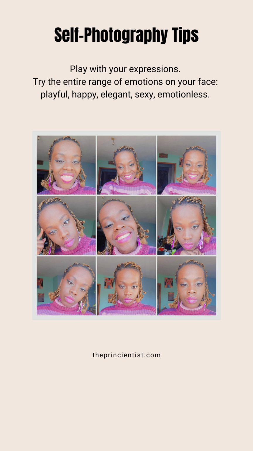 self-photography-tips-for-beginners- different posible facial expressions