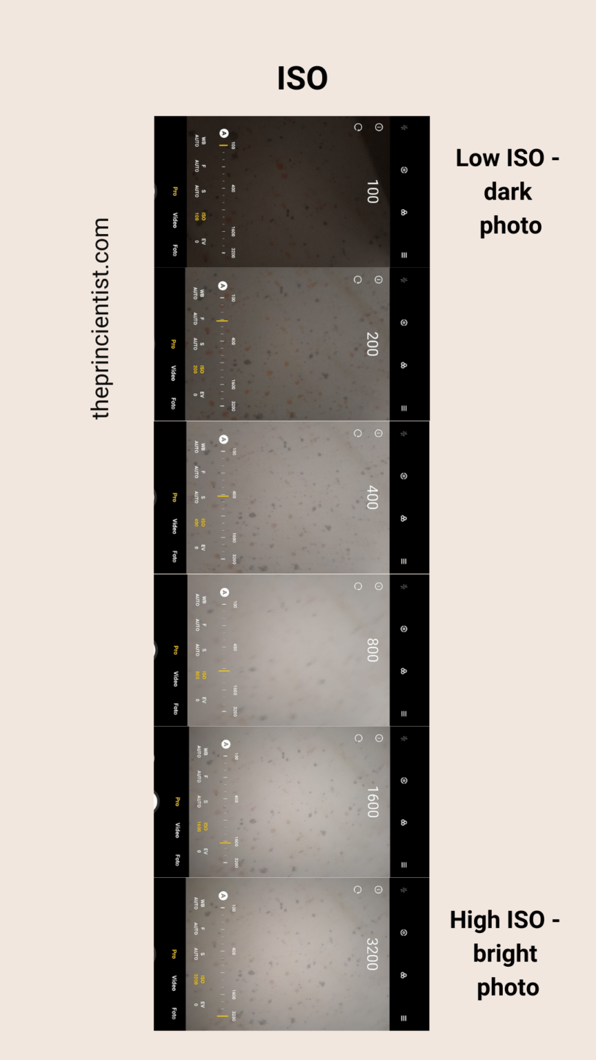photos taken with different ISO values