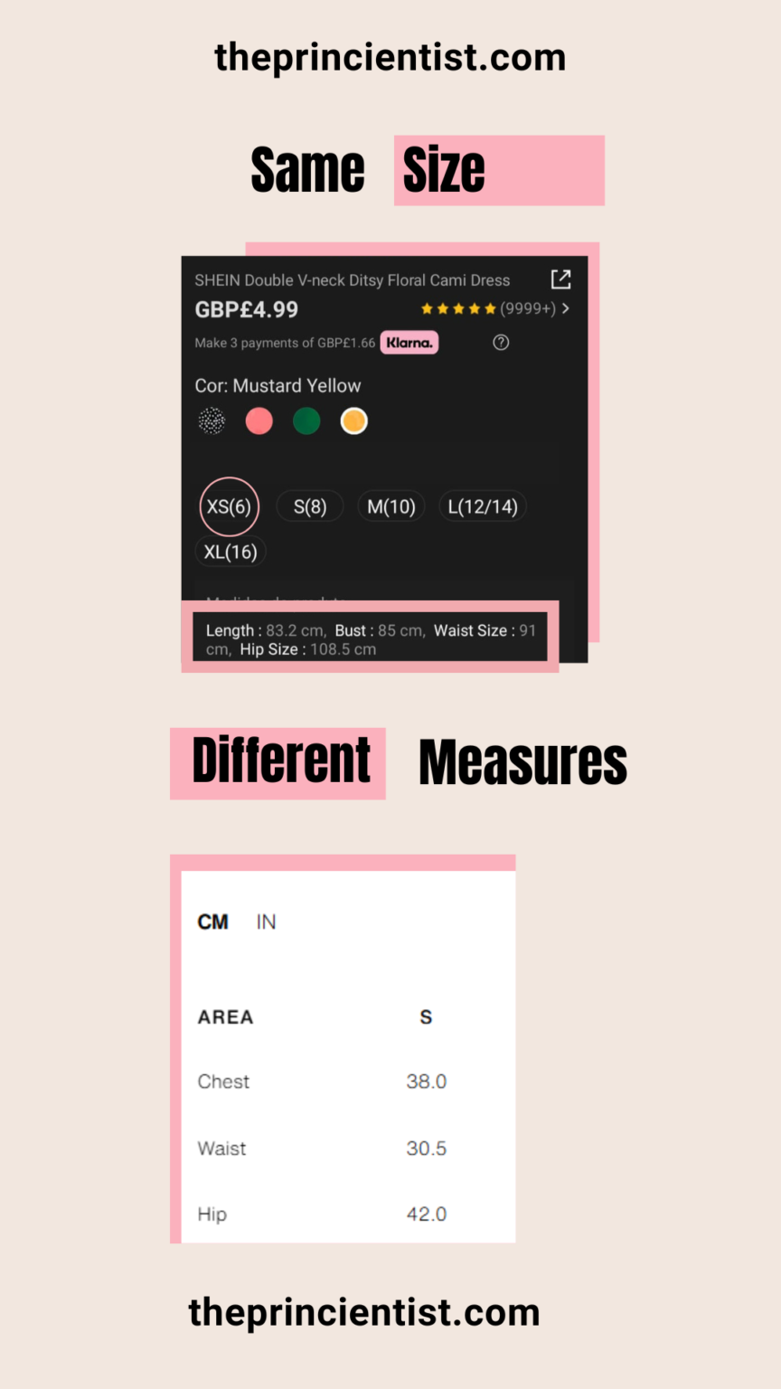3 Common Fashion Mistakes to Avoid - size in cm of clothing in diffferent stores