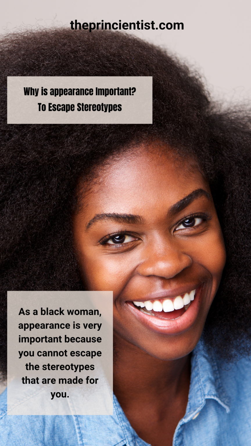 why is appearance important? - woman smiling while wearing her afro