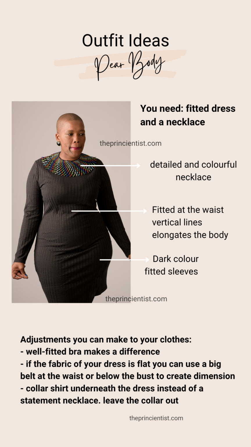 how to dress the pear shaped body - outfit ideas pear body shape 2 - fitted dress and instructions to replicate outfit at home